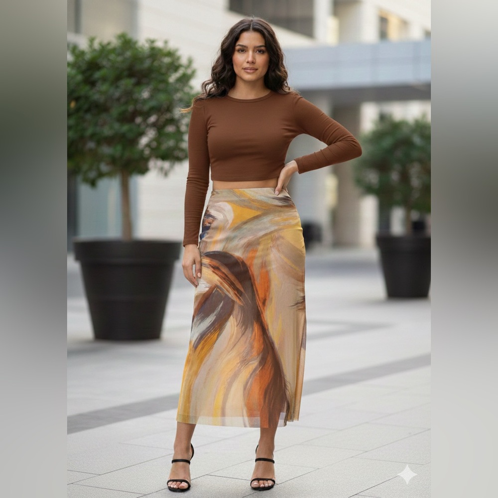 Zara Earthy Tones Maxi Skirt